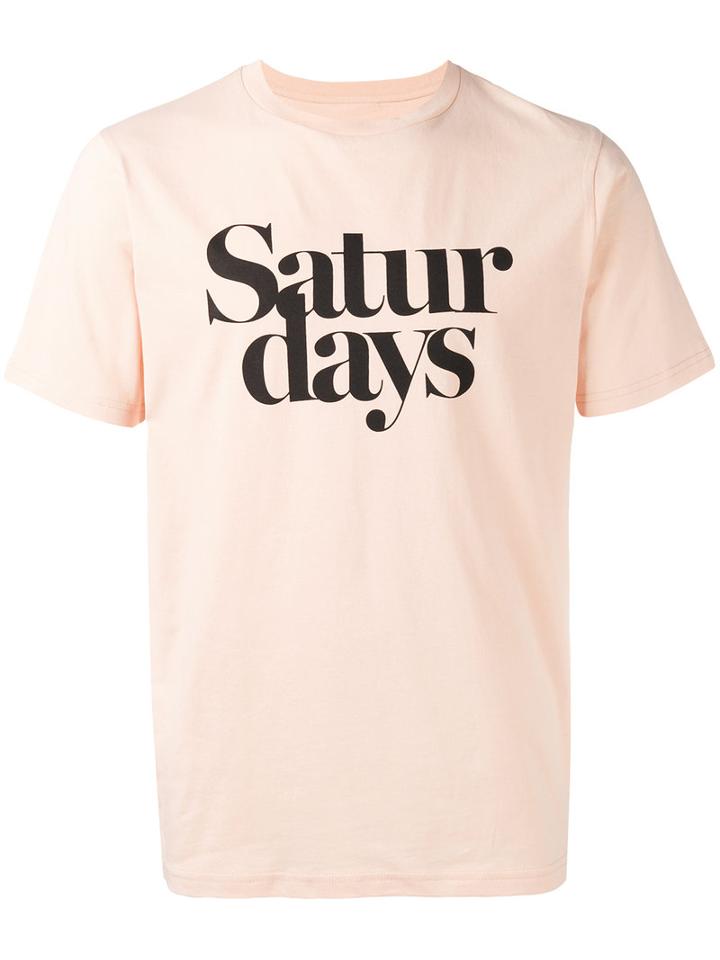 Saturdays Nyc Logo Print T-shirt, Men's, Size: Small, Yellow/orange, Cotton