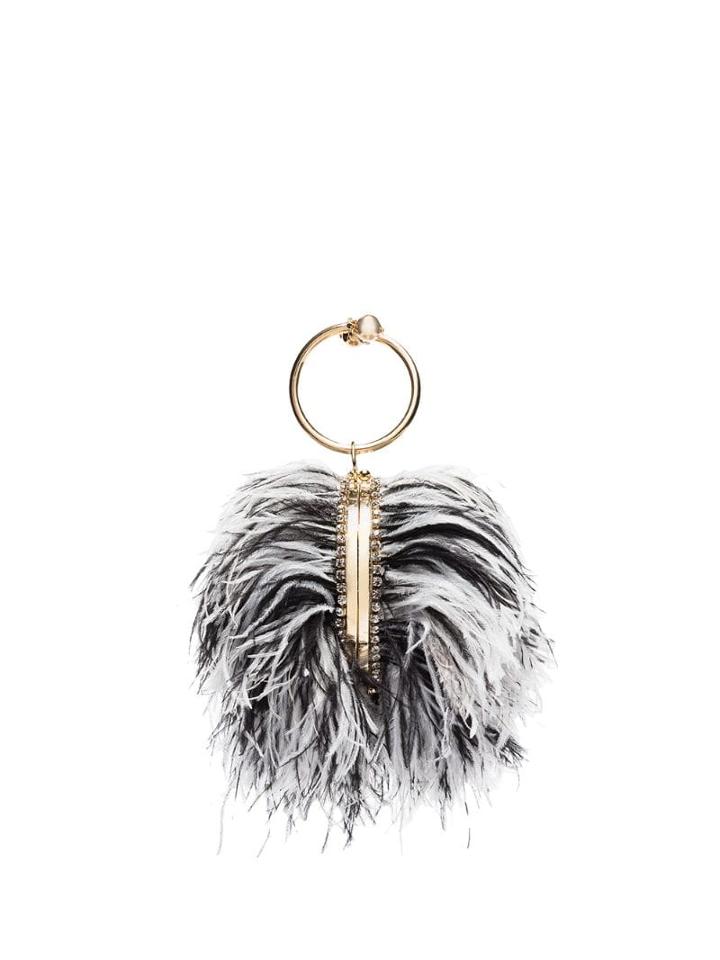 Rosantica Clio Feather Ball Bracelet Bag - Black
