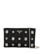 Prada Crystal Embellished Clutch - Black