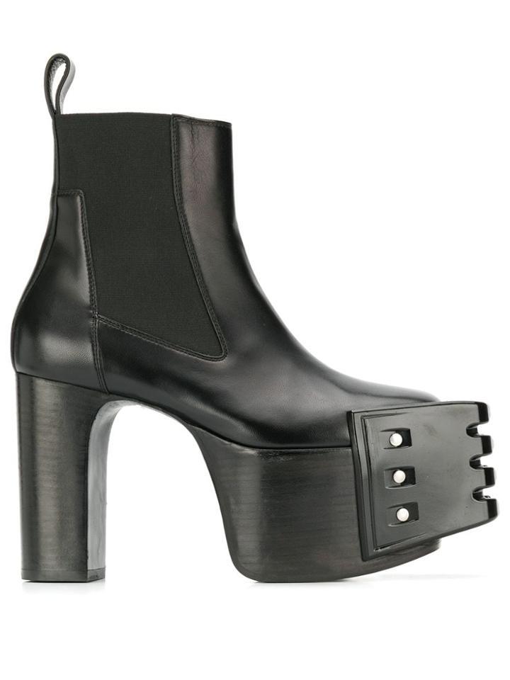 Rick Owens Stitching Detail Platform Boots - Black