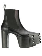 Rick Owens Stitching Detail Platform Boots - Black
