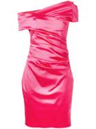 Talbot Runhof Ruched Fitted Dress - Pink & Purple