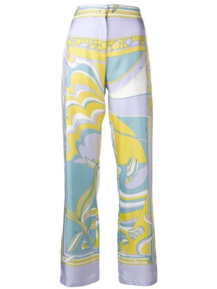 Emilio Pucci Mirei Print Wide Leg Silk Trousers - Purple