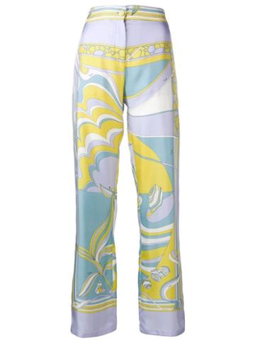 Emilio Pucci Mirei Print Wide Leg Silk Trousers - Purple