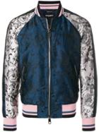 Dolce & Gabbana Floral Print Two Tone Bomber Jacket - Blue