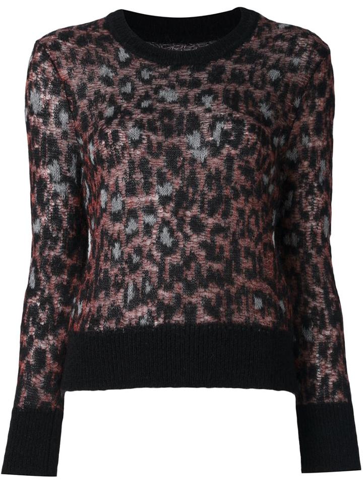 Isabel Marant Leopard Pattern Pullover, Women's, Size: 38, Black, Mohair/polyamide/polyester/wool