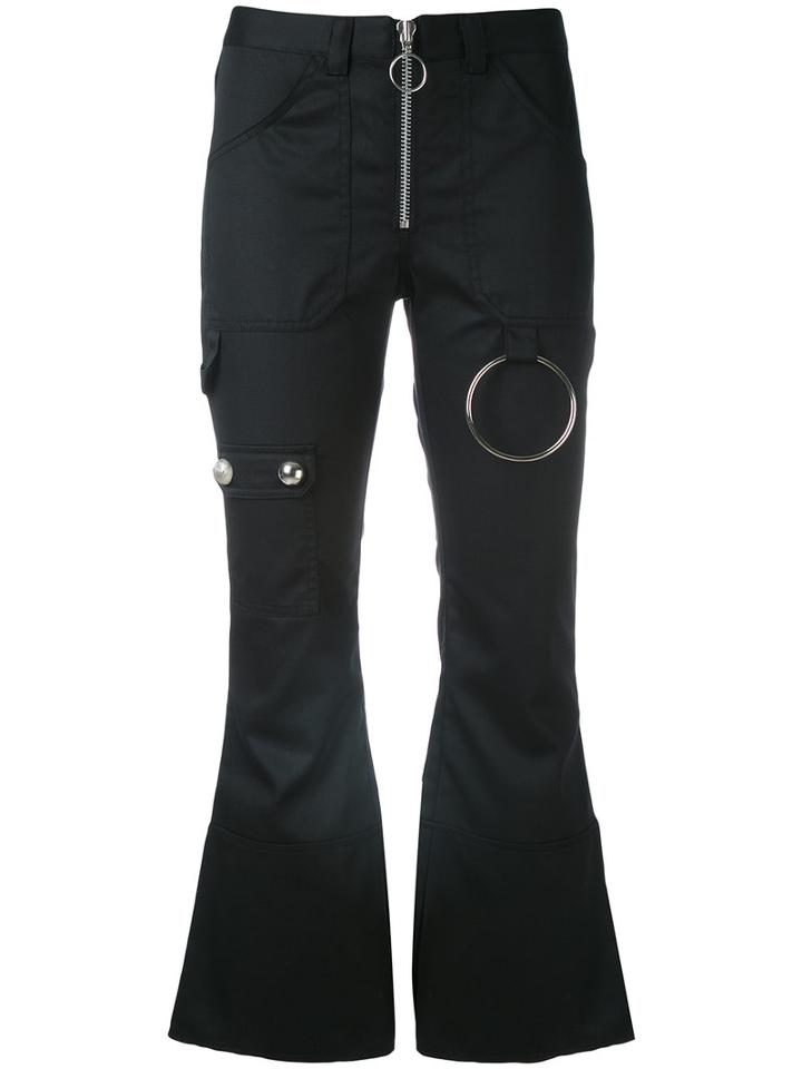 Marques'almeida - Flared Cropped Trousers - Women - Cotton/polyester - 8, Black, Cotton/polyester