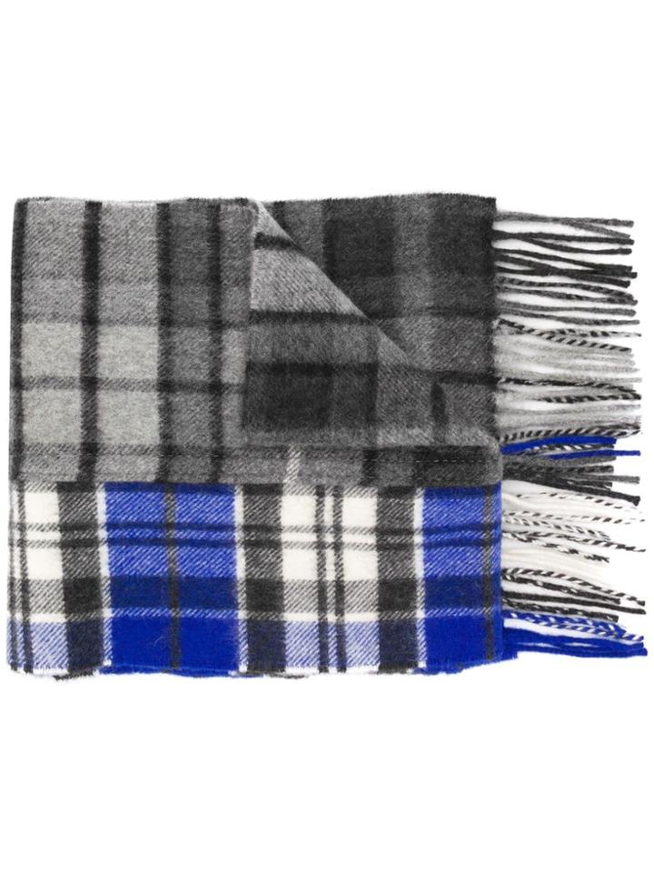 Lanvin Check Pattern Scarf - Blue