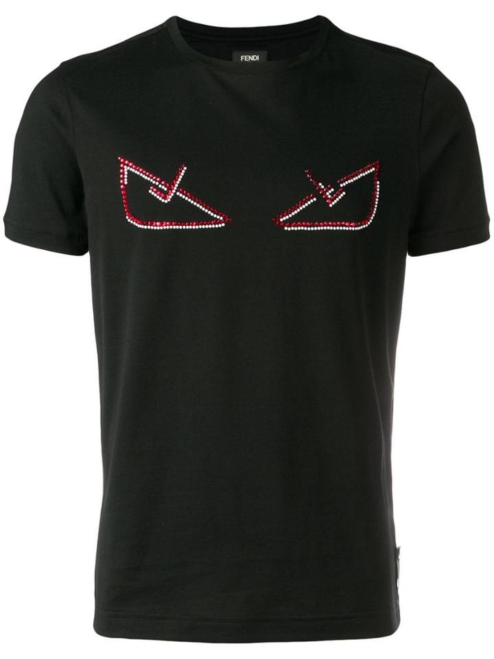 Fendi Embellished Bag Bugs Eye T-shirt - Black