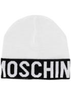 Moschino Intarsia Logo Beanie - White