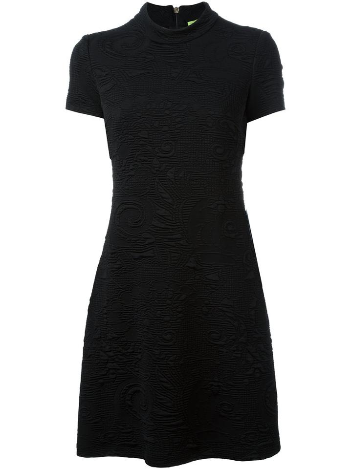 Versace Jeans Embroidery Detail Dress, Women's, Size: 40, Black, Polyester/spandex/elastane/viscose