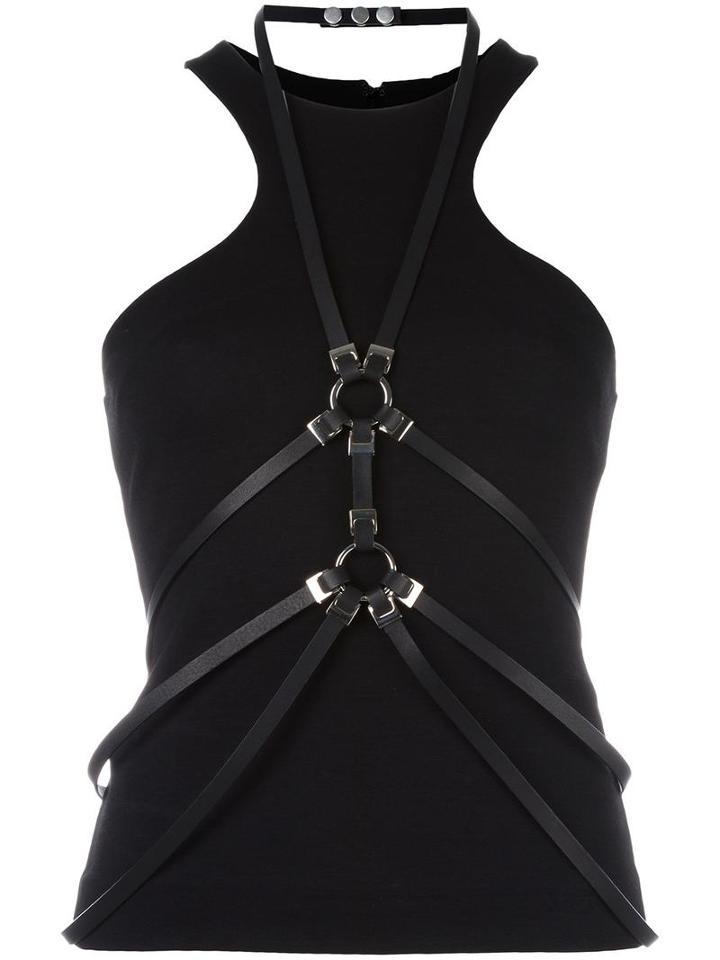 Dsquared2 Harness Detail Tank Top, Women's, Size: Xs, Black, Calf Leather/polyamide/polyester/virgin Wool