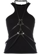 Dsquared2 Harness Detail Tank Top, Women's, Size: Xs, Black, Calf Leather/polyamide/polyester/virgin Wool