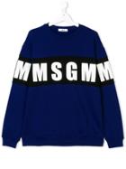 Msgm Kids Teen Logo Print Sweatshirt - Blue