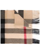 Burberry Checked Scarf, Men's, Nude/neutrals, Cashmere