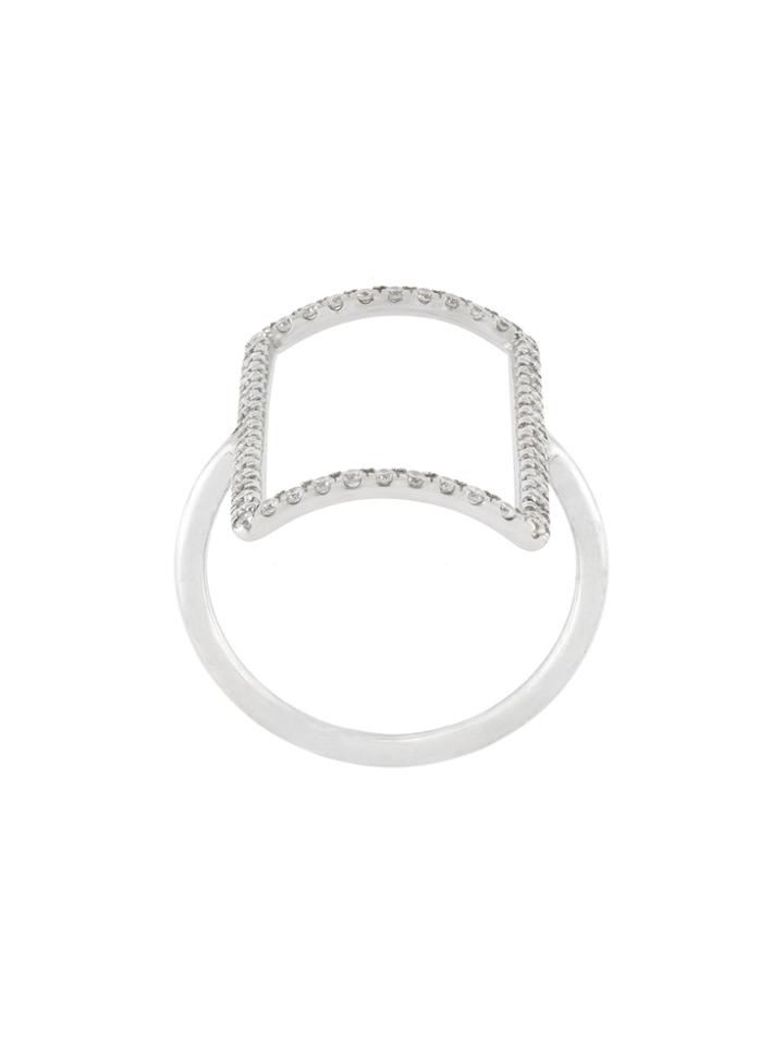 Diane Kordas Diamond Rectangle Outline Ring - Metallic