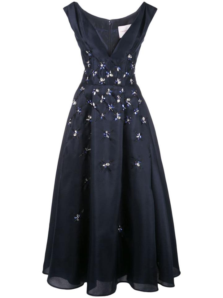 Carolina Herrera Deep V-neck Gown - Blue