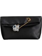 Burberry The Small Pin Clutch In Velvet - Black