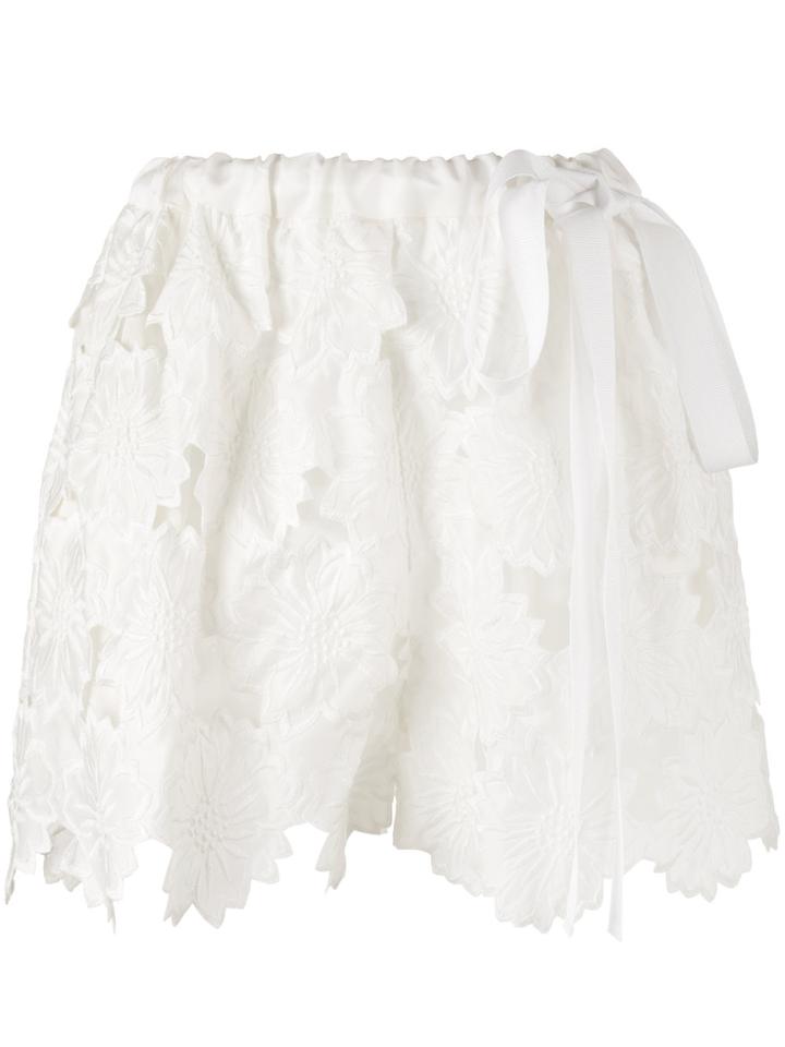 Rochas Floral Guipure Lace Shorts - White