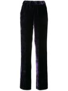 P.a.r.o.s.h. Side Stripe Velvet Trousers - Pink & Purple