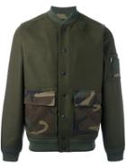 Hydrogen Patch Pocket Bomber Jacket, Men's, Size: Small, Green, Cotton/spandex/elastane