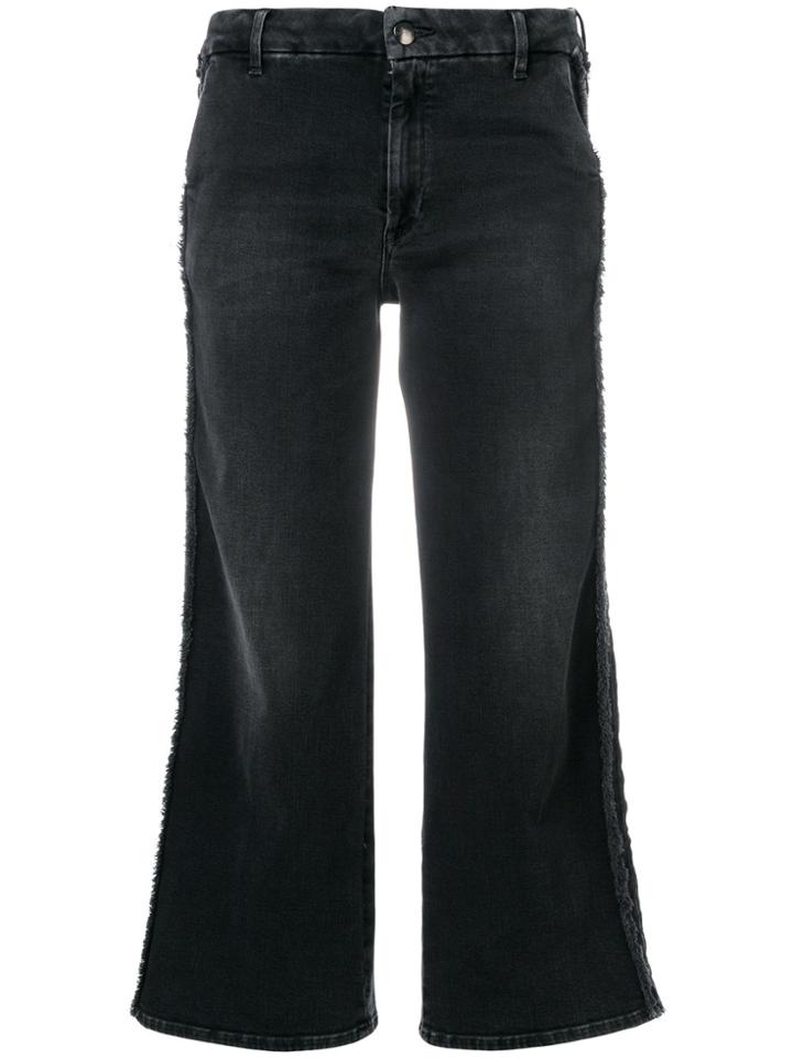 The Seafarer Frayed Trim Cropped Jeans - Black