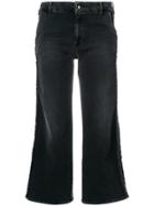 The Seafarer Frayed Trim Cropped Jeans - Black