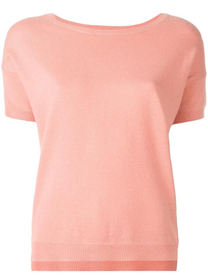 Closed Boat Neck Knitted Top, Women's, Size: Small, Pink/purple, Nylon/viscose/cashmere/wool
