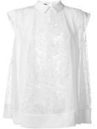 Rochas Embroidered Panel Detail Top, Women's, Size: 40, White, Silk/cotton/polyester/polyamide
