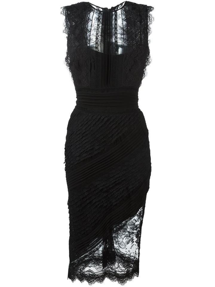 Ermanno Scervino Lace Overlay Dress, Women's, Size: 40, Black, Silk/polyamide