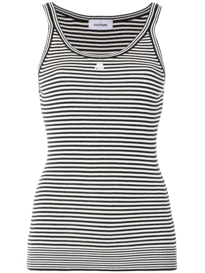 Courrèges Striped Tank Top - Black