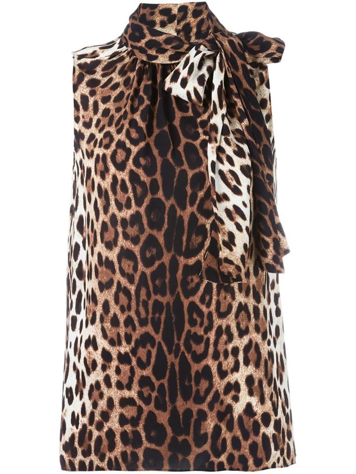 Boutique Moschino Leopard Print Blouse, Women's, Size: 44, Brown, Rayon