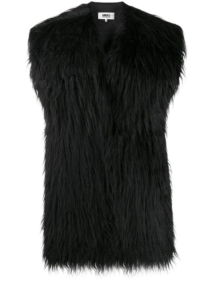 Mm6 Maison Margiela Furry Tied Back Scarf - Black