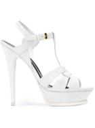 Saint Laurent Tribute Sandals, Women's, Size: 40, White, Calf Leather