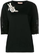 Twin-set Fringed Sleeve T-shirt - Black