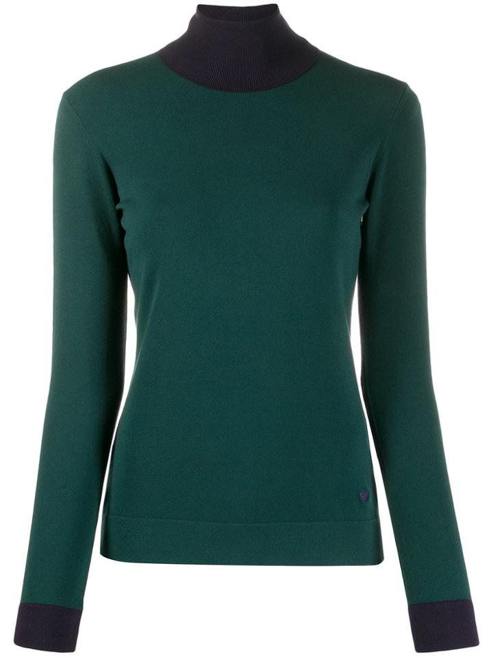 Emporio Armani Two Tone Knit Jumper - Green