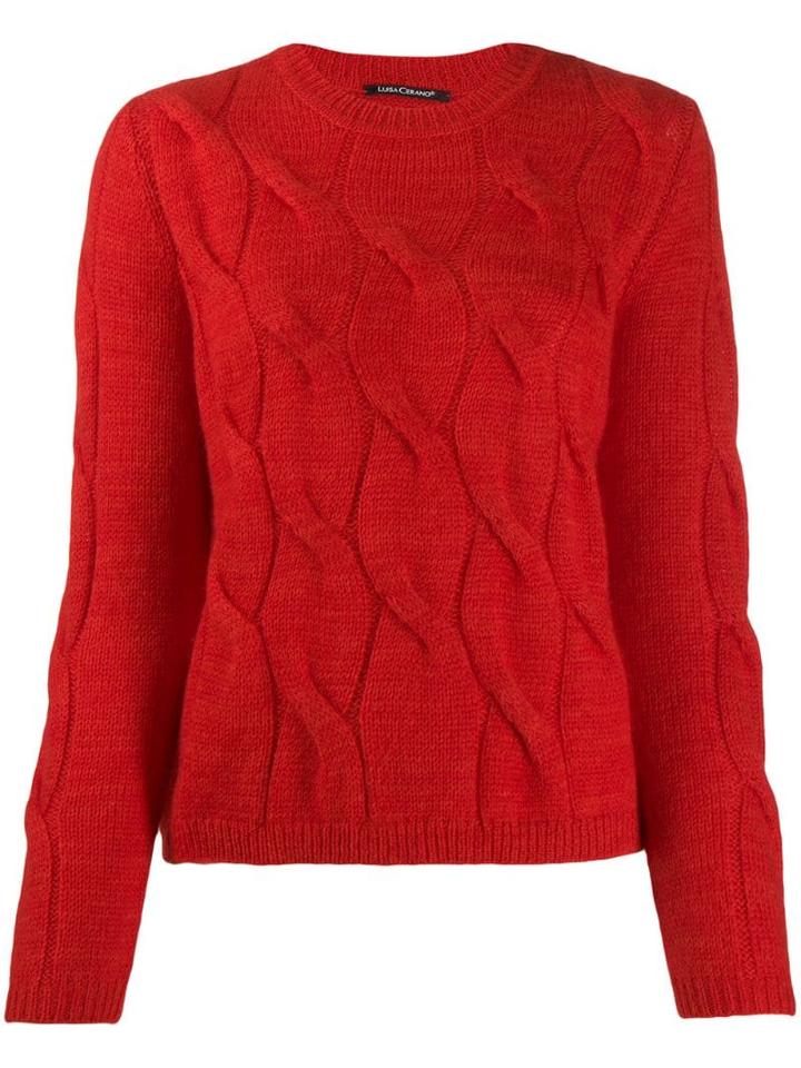 Luisa Cerano Cable Knit Jumper - Red