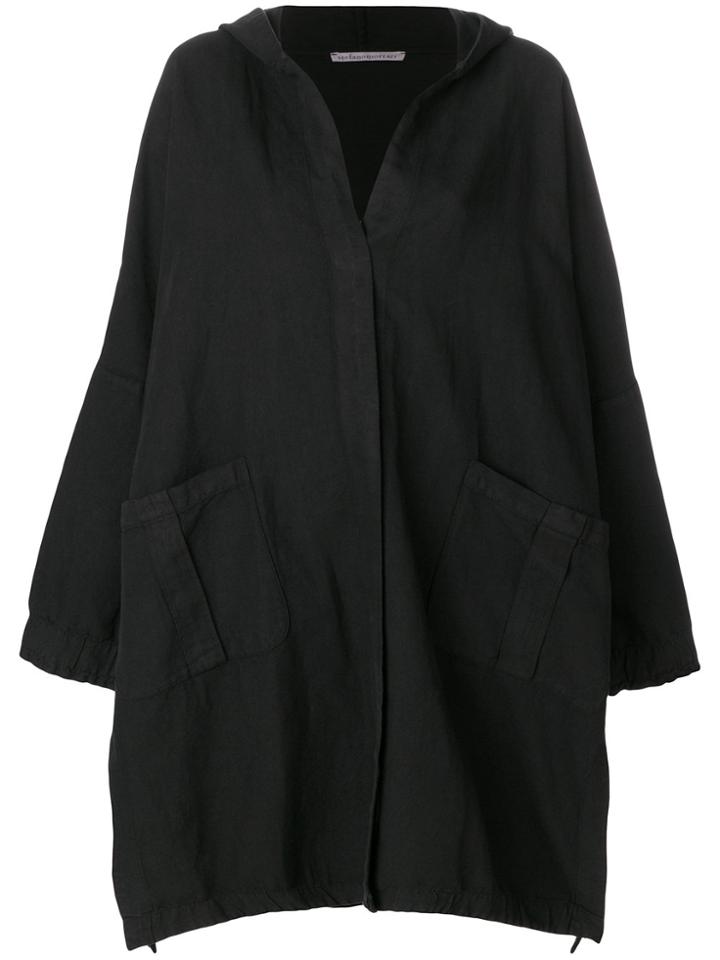 Stefano Mortari Flared Draped Coat - Black