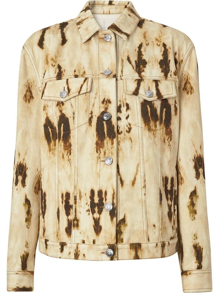 Burberry Monogram Motif Bleached Denim Jacket - Neutrals