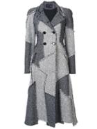 Proenza Schouler Double Breasted Patchwork Coat, Women's, Size: 6, Black, Viscose/cotton/metallic Fibre/acrylic