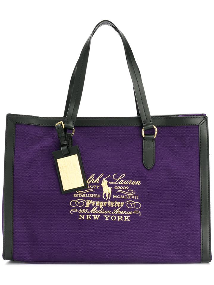 Ralph Lauren Embroidered Tote Bag - Pink & Purple