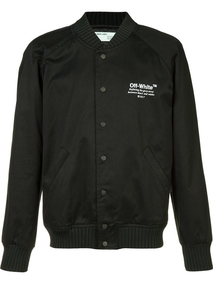 Off-white Chest Logo Bomber Jacket, Men's, Size: Medium, Black, Cotton