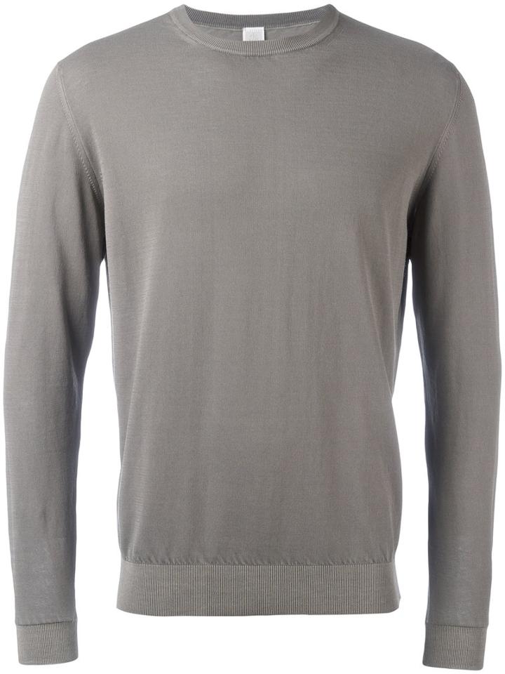 Eleventy Crew Neck Jumper, Men's, Size: Medium, Grey, Cotton