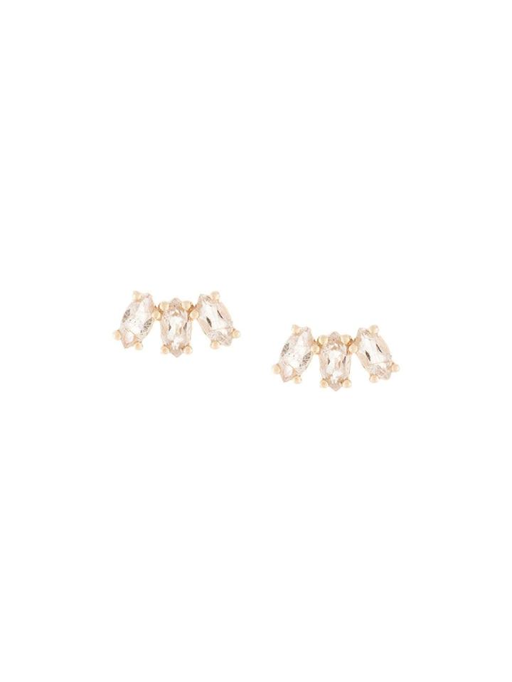 Natalie Marie 9kt Yellow Gold Marquise Sun Rutilated Quartz Studs