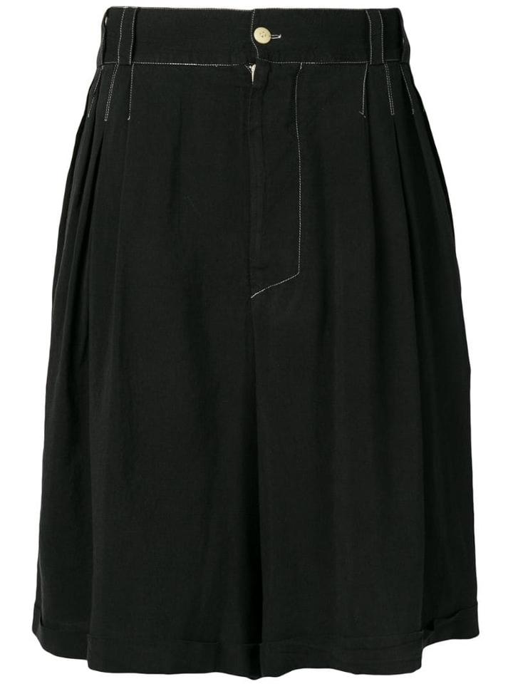 Versace Pre-owned Contrast Stitching Bermuda Shorts - Black