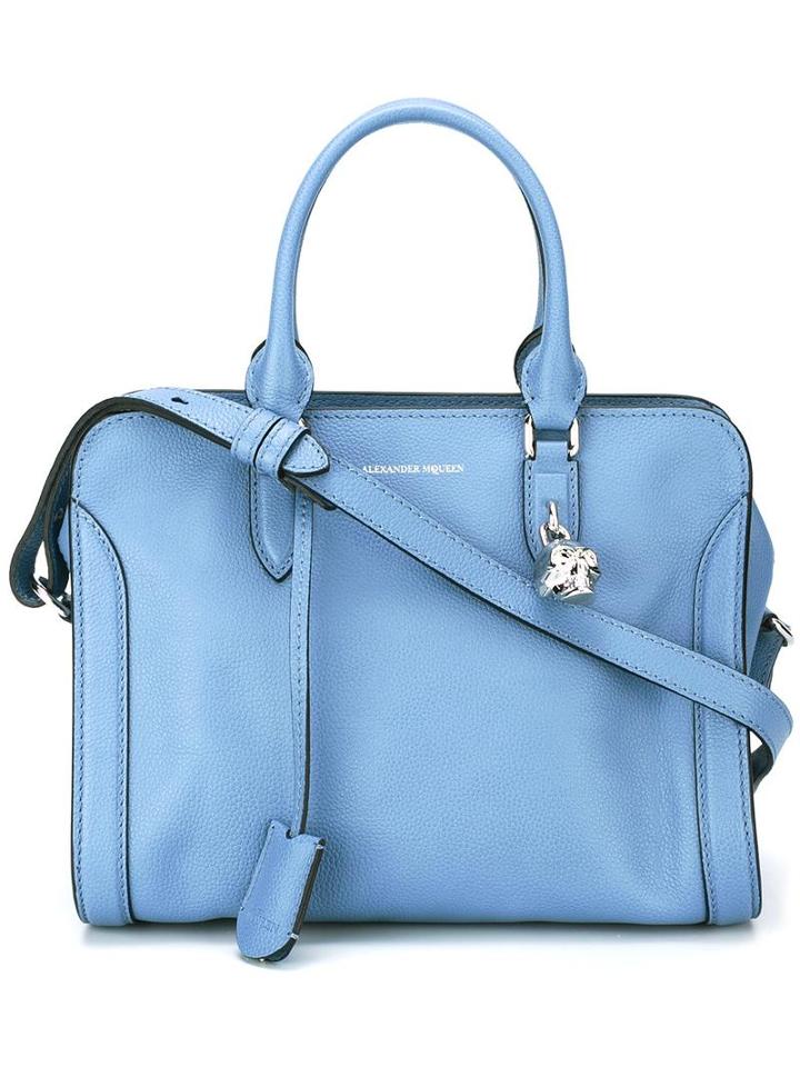 Alexander Mcqueen Large 'padlock' Tote, Women's, Blue