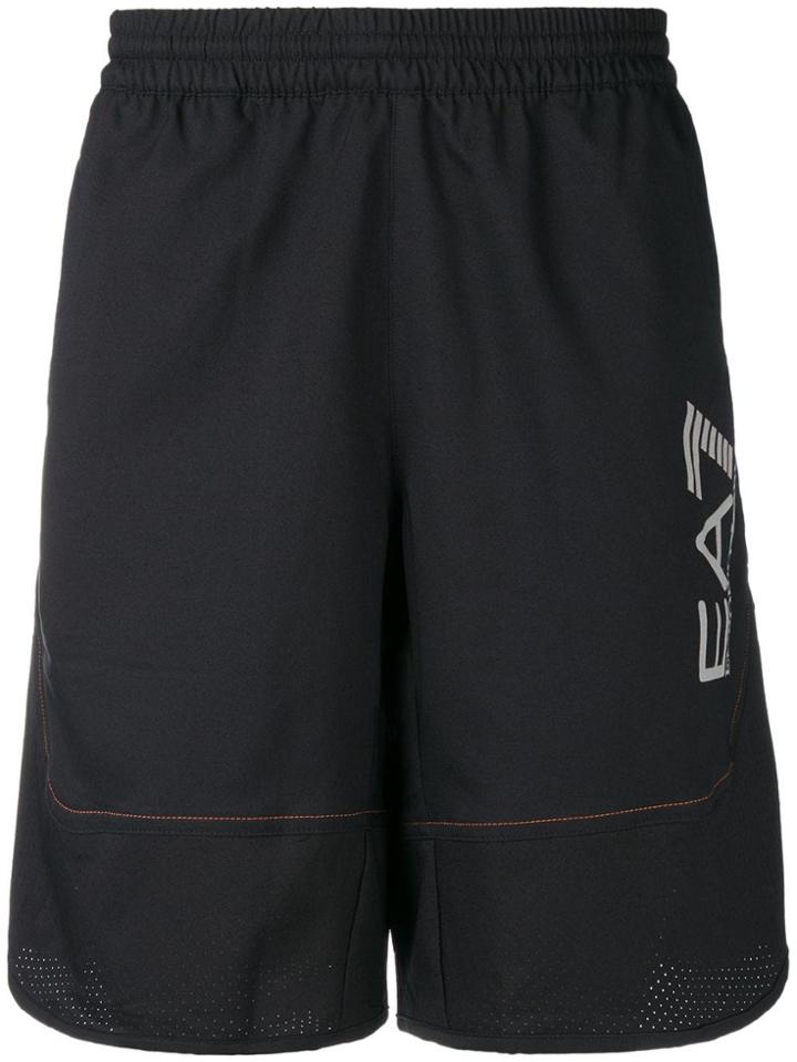 Ea7 Emporio Armani Logo Print Swim Shorts - Black