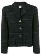 Chanel Pre-owned 1999 Striped Tweed Jacket - Black