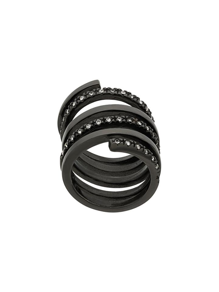 Federica Tosi Crystal Embellished Spiral Ring - Grey