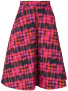 Delpozo Tartan Pattern Full Skirt - Pink & Purple